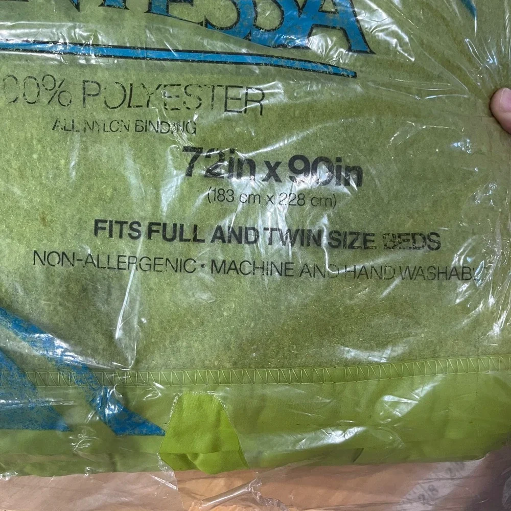 Vtg Contessa Lime Green Blanket 72x90 Twin Full 100% Polyester Nylon Binding NEW
